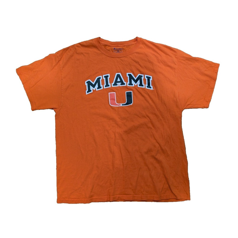 Miami Hurricanes University Of Miami Champion T-Shirt Men's XL Orange Football